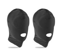 FUIPVGI 2 Pièces Masque à Capuche Complet Élastique Respirant à Bouche Ouverte Sans Yeux pour Adulte - Costume de Cosplay, Fête, Carnaval, Halloween, Déguisement (Noir)