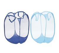 FUIPVGI 2 Pièces Paniers à Linge Pliables en Maille, Panier à Linge Pop Up Avec Poignées, Paniers à Linge en Maille pour Chambre d'enfant Dortoir Chambre et Salle de Bain (Bleu, Bleu marine)