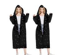 FUIPVGI 2 Pièces Poncho Imperméable Poncho Pluie Réutilisable pour Femmes et Hommes, Poncho Anti Pluie à Capuche, EVA Cape de Pluie pour Les Festival Camping Randonnée, Concerts, Voyages (Noir)