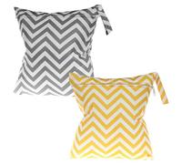 FUIPVGI 2 Pièces Sac à Couches en Tissu 28×30 cm, Sac Imperméable à 2 Couleurs, Wet Dry pour Couches et Cosmétiques (Gris+Jaune)