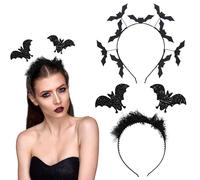FUIPVGI 2 Pièces Serre-tête de Chauve-Souris d'Halloween Serre Tete Halloween, Chauve Souris Bandeau Serre-tête Aile de Chauve-souris pour les Farces, Le Carnaval, Halloween (Noir)