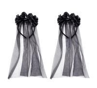 FUIPVGI 2 Pièces Serre-tête De D'halloween Voile Halloween Gothique Couronne de Fleurs Serre-Tête Couronne Florale Accessoires d'Halloween Guirlande de Fleur Vintage pour Cosplay (Noir)