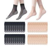 FUIPVGI 20 Paires Chaussettes Femme de Chevilles Soyeuses, Confortables Respirantes, Pure et Sport (Nu, Noir, Taille Unique)