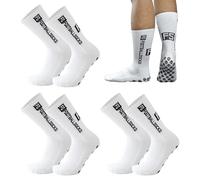 FUIPVGI 3 Paires Chaussette Antidérapante Foot, Chaussettes Antidérapantes Hommes Femme, Grip Socks Football, Homme Foot Chaussettes de sport, pour Football Basket Trekking (Blanc, Taille Unique)