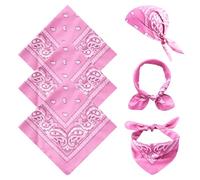 FUIPVGI 3 Pièces Bandana Homme Femme, Foulard Carré, Classique Bandanas Foulard, 55× 55cm Écharpe Bandana Paisley, Mouchoirs pour Mode et Sport, Accessoires de Costume d'Halloween (Rosa)