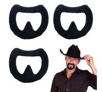 FUIPVGI 3 Pièces Fausses Barbes de Bouc, Auto Adhésives, Nouveauté, Moustache, Faux Poils du Visage, Accessoire de Déguisement de Gangster pour Halloween, Cosplay, Fêtes Masquées (Noir)