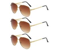 FUIPVGI 3 Pièces Lunettes de Soleil Polarisées, Pilote Lunettes de Soleil, Polarisées Décontractées Homme Femme, Protection UV Lunettes Rétro Ultralégères Verres Anti-Reflets Conduite Pêche Sports