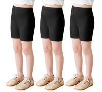 FUIPVGI 3 Pièces Short Noir pour Filles,Leggings d'Eté,Short de Gymnastique et de Danse,Short de Sport en Coton pour Enfants, (FR/ES, Âge, 8 Ans, 12 Ans, Taille Normale, Noir)