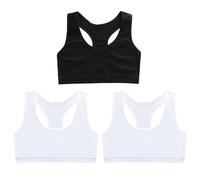 FUIPVGI 3 Pièces Soutiens-Gorge Fille, Brassières Soutiens-Gorge de Sport Fille en Coton, Bra Gilet sous-vêtements Bustier Filles 8 à 14 Ans (FR/ES, Âge, 8 Ans, 14 Ans, Taille Normale, 1Noir, 2Blanc)