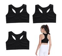 FUIPVGI 3 Pièces Soutiens-Gorge Fille Brassières Soutiens-Gorge de Sport Fille en Coton, Bra Gilet sous-vêtements Bustier Filles, Brassières pour Filles sous-vêtements 8 à 14 Ans (Noir)