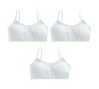 FUIPVGI 3 Pièces Soutiens-Gorge Fille Brassières Soutiens-Gorge de Sport Fille en Coton,Soutien-Gorge d'entraînement avec Coussinets de Poitrine (FR/ES, Âge, 8 Ans, 16 Ans, Taille Normale, Blanc)