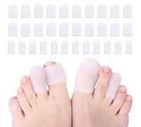 FUIPVGI 32 Pièces Protège Orteils Protège-orteils en Gel de Silicone, Tube de Coussin d’Orteil, Protection Gros Orteil, Protection Petit Orteil, Bandage Aux Orteils (Blanc)