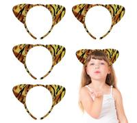 FUIPVGI 4 Pièces Serre-tête Oreilles de Tigre Serre-têtes Animaux Oreilles Bandeaux en Peluche Accessoires Cosplay pour Fête Anniversaire Carnaval Bal Mascarade Cadeau Enfants fille Femmes (Brun)