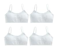 FUIPVGI 4 Pièces Soutiens-gorge Fille, Brassières Soutiens-Gorge de Sport Fille en Coton avec Coussinets de Poitrine Amovibles, Soutien-Gorge d'entraînement sans Couture pour Filles 8 à 16 Ans (Blanc)