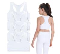 FUIPVGI 4 Pièces Soutiens-Gorge Fille, Brassières Soutiens-Gorge de Sport Fille en Coton, Bra Gilet sous-vêtements Bustier Fille, Brassières pour Fille sous-vêtements 8 à 14 Ans (Blanc)
