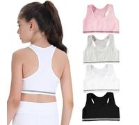 FUIPVGI 4 Pièces Soutiens-Gorge Fille Brassières Soutiens-Gorge de Sport Fille en Coton, Bra Gilet sous-vêtements Bustier Filles, Brassières pour Filles sous-vêtements 8 à 14 Ans (Coloré)