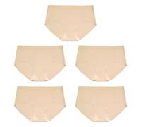 FUIPVGI 5 Pièces Culotte Femme Coton Doux,Culotte sans Couture Slip Invisible sous-vêtements Femme,Culotte sans Couture Femme Extensible Confortables Hipster Bikini Culotte (Nu)