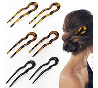 FUIPVGI 6 Pièces Épingles à Cheveux U Bâton, Style Français Épingles à Cheveux, Épingle à Cheveux de U Fourchette À Chignon pour Accessoires de Coiffure Femmes Filles (3 couleurs)
