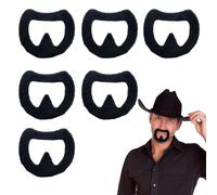 FUIPVGI 6 Pièces Fausses Barbes de Bouc, Auto Adhésives, Nouveauté, Moustache, Faux Poils du Visage, Accessoire de Déguisement de Gangster pour Halloween, Cosplay, Fêtes Masquées (Noir)