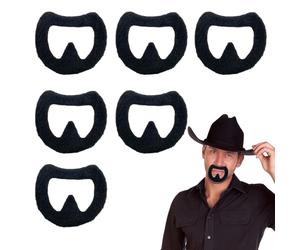 FUIPVGI 6 Pièces Fausses Barbes de Bouc, Auto Adhésives, Nouveauté, Moustache, Faux Poils du Visage, Accessoire de Déguisement de Gangster pour Halloween, Cosplay, Fêtes Masquées (Noir)