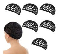 FUIPVGI 6 Pièces Filets à Cheveux en Crochet, Filet à Cheveux pour Dormir, Filet à Cheveux en Maille, Chapeau en Tricot épais et Court pour Femmes et Hommes, pour Dormir la Nuit (Noir) (Noir)