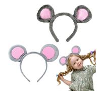 FUIPVGI Bandeau avec Oreilles de Souris, Bandeaux Oreilles d'ours Doux Bandeau Oreilles de Souris en Peluche pour Costume d'Halloween sur Le thème du Carnaval (2 pièces, taille unique)