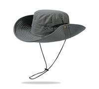 FUIPVGI Bobs Homme, Chapeaux de Randonnée, Chapeau Anti UV de Soleil à Large Bord, Chapeau de Pêcheur à Pliable Casquette Chapeau de Peche Chapeau Safari pour Peche Voyager Camping Vélo (Gris foncé)