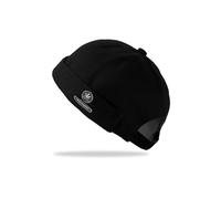 FUIPVGI Bonnet Docker en Coton Homme,sans Bord Travailleur Chapeau de Marin Roulé Cuff Retro Beanie Hat, Réglable Brimless Hat, Bonnet de Docker Marin, sans Visiere, Unisex (Noir)