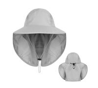 FUIPVGI Chapeau d'alpinisme gris imperméable à séchage rapide pour homme et femme, chapeau d'été avec rabat de cou amovible, protection UV, chapeau de soleil imperméable pliable pour la chasse, la