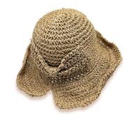 FUIPVGI Chapeau de Paille avec Nœud Papillon, Femmes Plage Bonnet de Soleil,Chapeau de Paille Pliable à Large Bord, Grande Plage Chapeau Anti-UV pour Voyage Décoration Décoration Vacances D'été (Kaki)