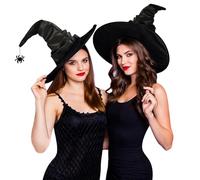 FUIPVGI Chapeau de Sorcière d'Halloween - 2 Pièces Bandeau et Accessoires pour Fête et Décoration - Chapeaux de Magiciens