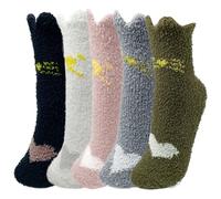 FUIPVGI Chaussettes moelleuses pour femmes et filles - Chaussettes de lit chaudes et confortables pour l'hiver - Chaussettes de Noël, 5 pièces, 36 EU