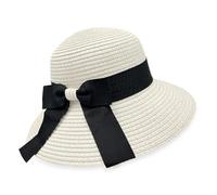 FUIPVGI Femmes Chapeaux de Soleil, Chapeau de Paille Solaire pour Femme à Large Bord, Chapeaus de Plage Pliable Roll-Up Floppy, Anti-UV Chapeaus Paille pour Voyage Vacances Pêche (Blanc)