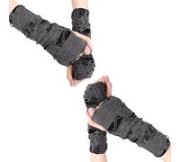 FUIPVGI Lot de 2 paires de mitaines d'Halloween en dentelle avec toile d'araignée, gants punk, en lambeaux, gants hip-hop, accessoires de déguisement pour Halloween et cosplay, Noir , taille unique