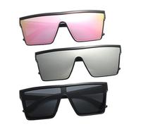 FUIPVGI Lot de 3 paires de lunettes de soleil carrées surdimensionnées à dessus plat, style années 70 et steampunk, parfaites pour les activités de plein air et les fêtes, 3 pièces., 138 x 53 x 143 mm