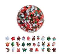FUIPVGI Lot de 50 breloques de Noël assorties en résine à dos plat pour sapin de Noël, bonhomme de neige, clochette en résine pour travaux manuels, bricolage, ornement, scrapbooking (50 pièces)