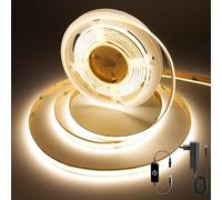 FUIQI Ruban LED COB 3m,blanc chaud 3000K,avec Alimentation 24V et Toucher Variateur, bande led Découpable, 320 LED/M,CRI>90, 8mm de Large, Idéal pour Chambre,Cuisine,Armoires