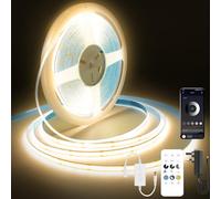 FUIQI ruban led cob,Blanc chaud 3000K bande led 10m,24V bandeau led,320LED/M,Largeur 8mm CRI90+,leds pour chambre Dimmable avec Telecommande et Alimentation,Bande LED Cuisine Décorer