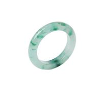 FUISSE Bague naturelle 100 % véritable jadéite verte du Myanmar, bague en jade porte-bonheur anneaux en jade vert, bijoux de mariage pour femmes (taille : 8,5 UK)