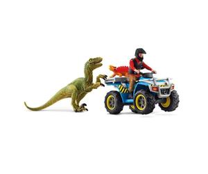 Fuite sur quad face au vélociraptor - Ensemble de Jouets Préhistoriques de 5 Pieces pour Garçons et Filles a Partir de 4 ans -