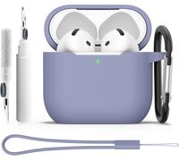FUIW-Coque Étui Pour Airpods 4 2024 Avec Kit De Nettoyage,Housse De Protection En Silicone Ultra-Fin Antichoc De 2Mm,Accessoires 4-In-1 Pour Apple Airpods 4¿ Génération Avec Mousqueton Et Cordon