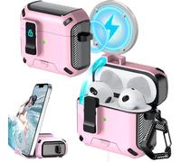 FUIW-Pour Étui Airpods 3,Chargement Magsafe,Pop-Up Automatique Avec Clip De Verrouillage De Sécurité Pour Étui De Chargement Airpods 3E Génération,Boîtier Rose Black-Switch
