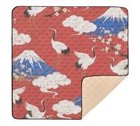 Fuji Grand tapis d'activités pour bébé résistant à l'eau pour l'intérieur et l'extérieur Motif grue japonaise Blanc 127 x 127 cm