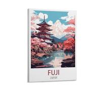Fuji Japan - Poster vintage imprimé sur toile pour décoration d'intérieur, salle de bain, chambre à coucher, bureau, salon (40 x 60 cm)