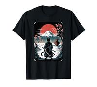 Fuji Mount Cat Japanese Art Sakura Sunrise by The Lake T-Shirt