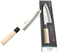 FUJICUTLERYCORPORATION Couteau Japonais Santoku Reigetsu Manche en Bois 16.5cm Acier Inoxydabre Molybdenum Vanadium