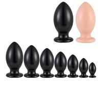 FUJIEYU Bouchons Anaux En Silicone Liquide En Forme D'œuf De 4Cm/5Cm/6/Cm/7Cm/8Cm/9Cm/9.5Cm De Diamètre Extra Large Plug Anal Avec Ventouse Dilatateur Anal Masturbateur Jouets Sexuels,Noir,M