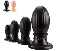 FUJIEYU Boules Anales En Forme D'œuf En Silicone Souple Et Liquide Bouchons Anaux De Grand Diamètre Gode Anal Puissant À Ventouse Masturbateur Anal Expander Jouets Sexuels Pour Couples,Black/m