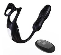 FUJIEYU Perles De Traction Anale Vibrantes En Silicone Plug Anal Rétractable Anneau À Spermatozoïdes Bloquant Le Pénis Masseur De Prostate Masturbateur Jouets Sexuels,Noir