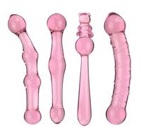 FUJIEYU Quatre styles petit verre cristal matériel arrière massage outil avec fileté lisse double massage bar,Pink/set